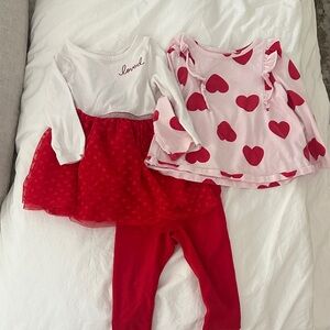 Cat & Jack Red and Pink Heart Matching Set
